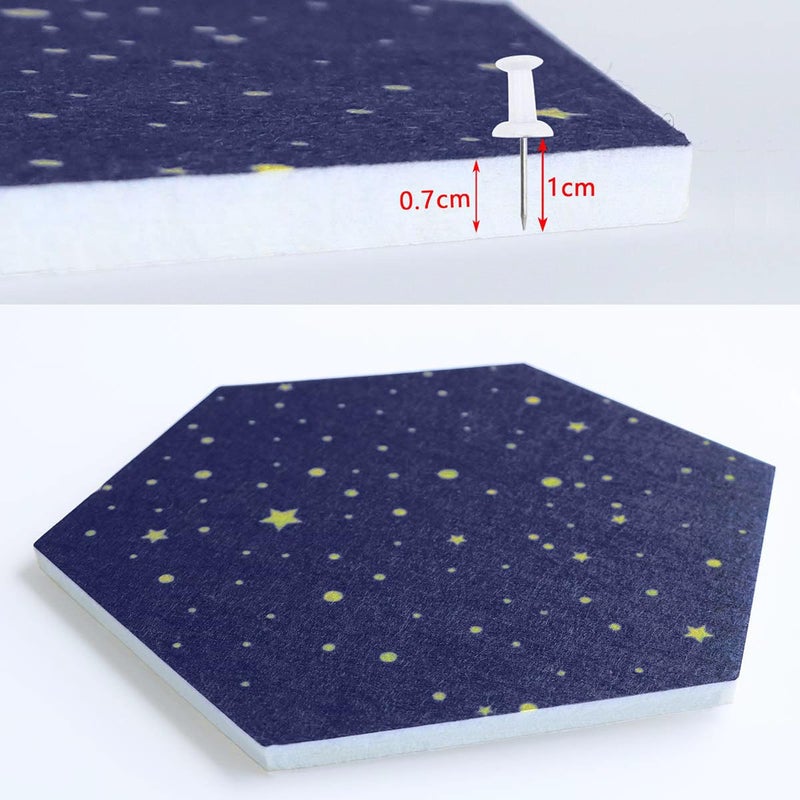 Uoisaiko Felt Hexagon Bulletin Board with 20 Push Pins, Pack of 8 Notice Boards for Home Office Kitchen, Push Pin Board Felt Wall Tiles for Photos Memos - Image 5